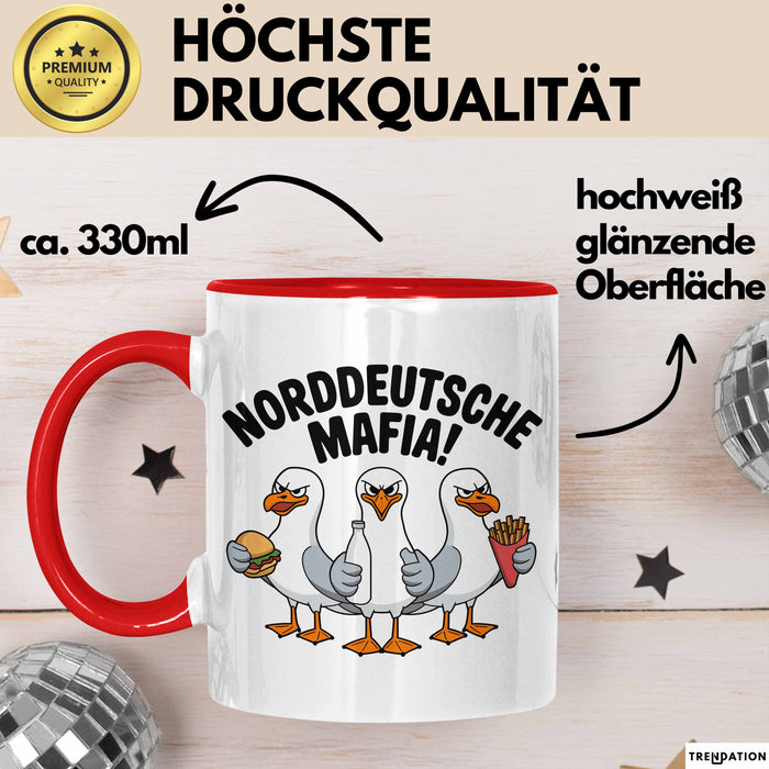 Deutsche Deutschland Tasse Geschenk Lustige Geschenkidee Spruch Norddeutsche Mafia Rot Trendation