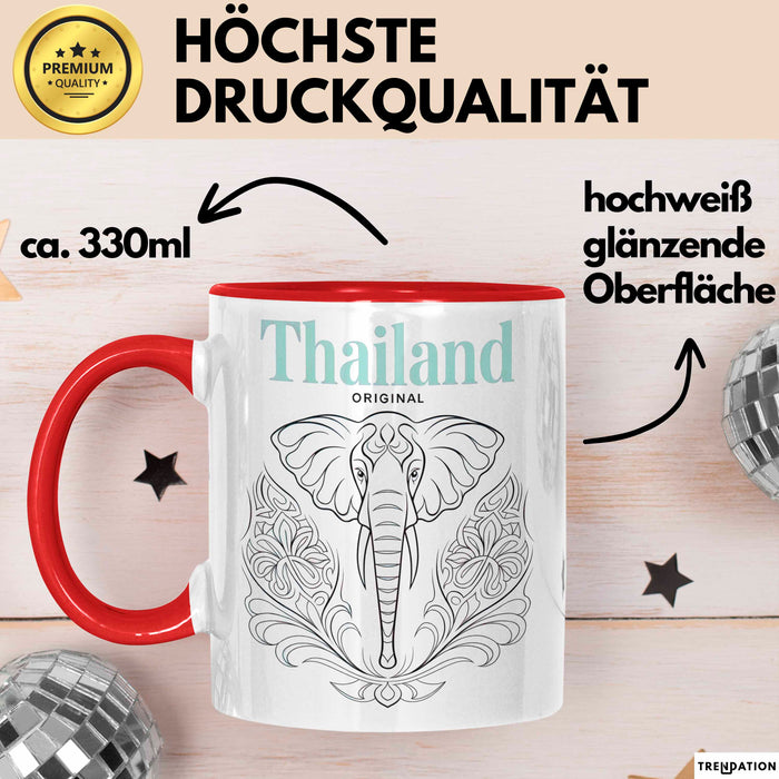 Bangkok Thailand Elefant Tasse Geschenk Lustige Geschenkidee Spruch Rot Trendation