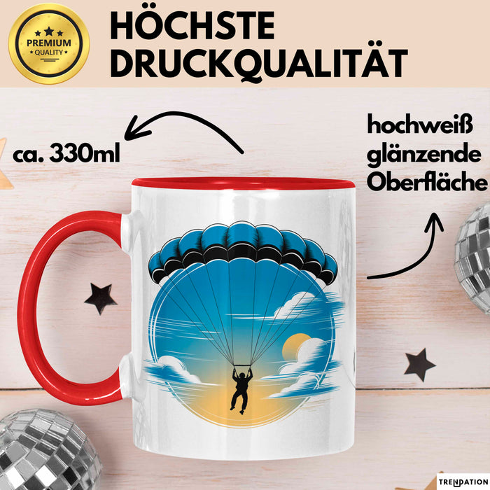 Fallschirmspringer Tasse Geschenkidee Freifall Süchtiger Geschenkidee Lustig Rot Trendation