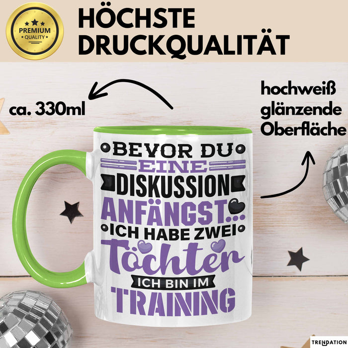 Mama Papa Tasse Geschenk 2 Töchter Geschenkidee Muttertag Vatertag Geschenke Grün Trendation