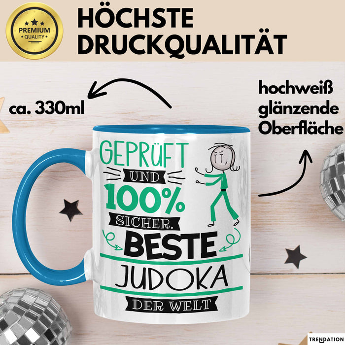 Beste Judoka Der Welt Tasse Geschenk für Eine Judoka Geprüft Und Sicher Geschenkidee Geburtstag Weihnachten Blau Trendation