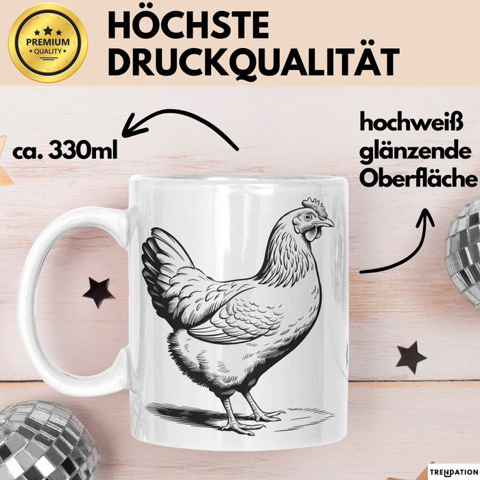 Huhn Tier Bauer Tasse Becher Geschenk Lustige Geschenkidee Spruch Weiß Trendation