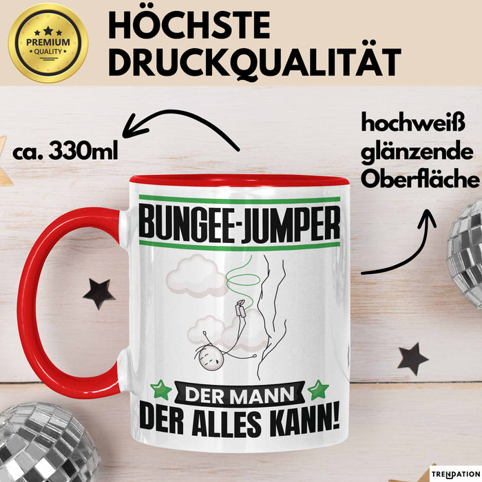 Bungee-Jumper Tasse Geschenk für Bungee-Jumper Der Mann Der Alles Kann Geschenkidee zum Geburtstag Rot Trendation