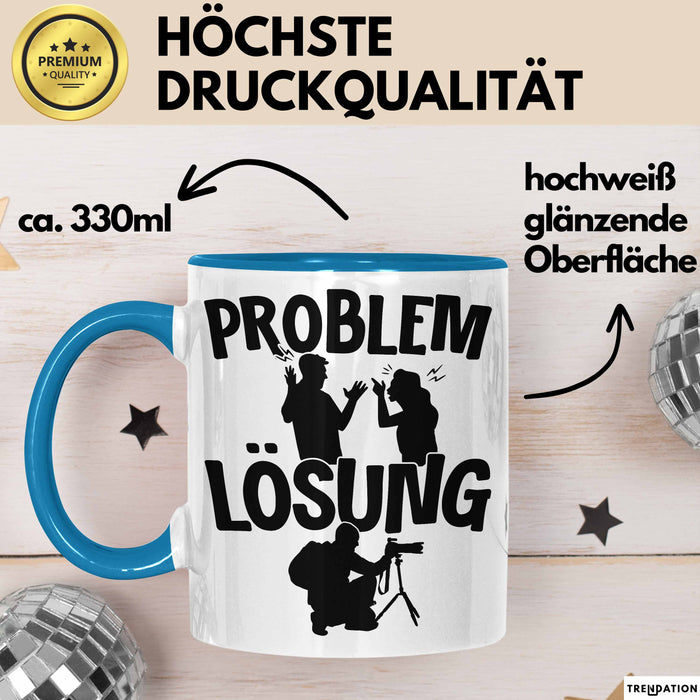 Fotograf Tasse Geschenk für Fotograf Männer Geschenkidee Problem und Lösung Fotografieren Blau Trendation