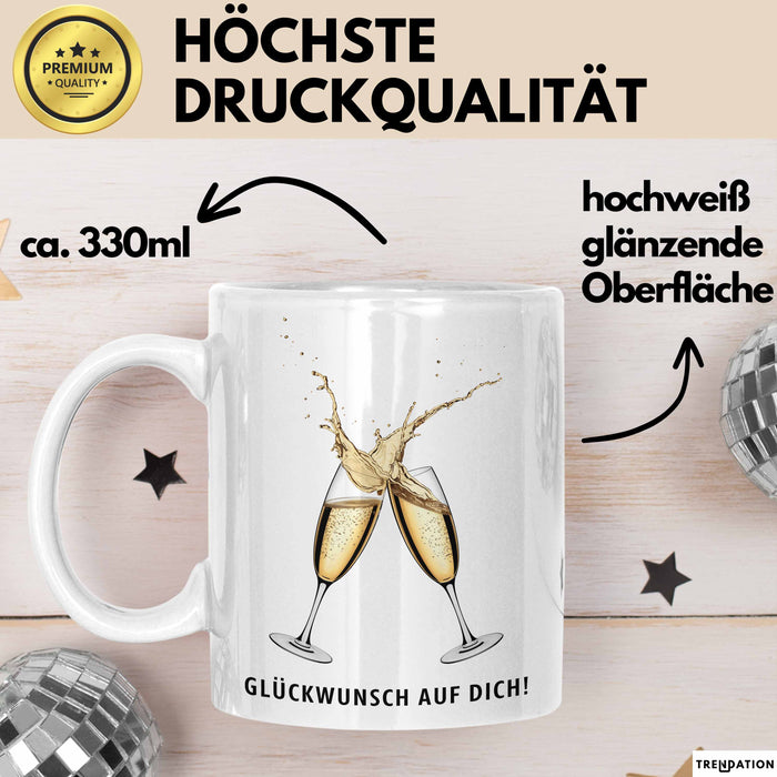 Schüler Abschluss Tasse Geschenk Lustige Geschenkidee Spruch Glückwunsch Auf Dich Weiß Trendation