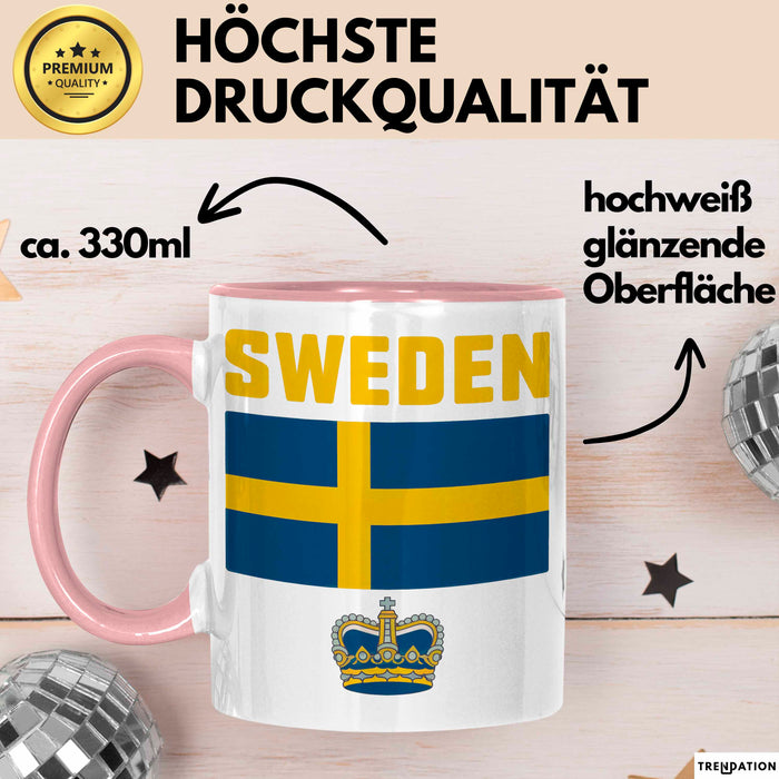 Schweden Skandinavien Schwedisch Tasse Geschenk Lustige Geschenkidee Spruch Rosa Trendation