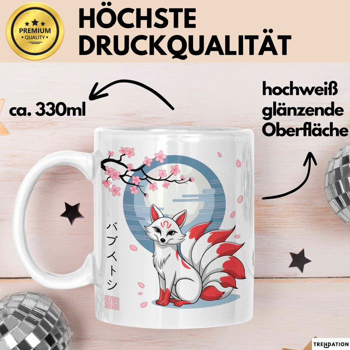 Fuchs Tierliebhaber Tasse Geschenk Lustige Geschenkidee Spruch Japanischer Kitsune Fuchs Weiß Trendation