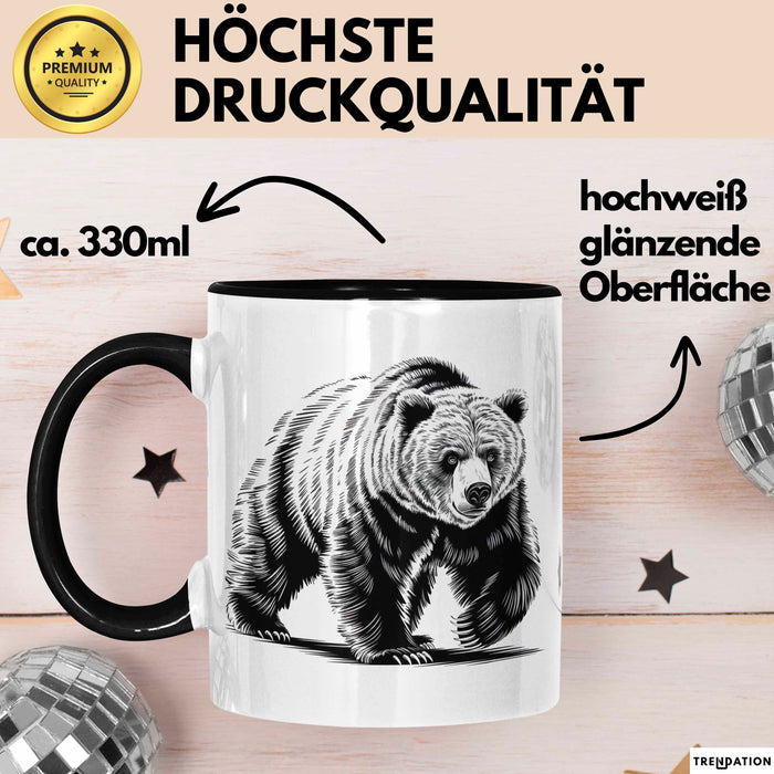 Grizzlybär Tasse Geschenk Lustige Geschenkidee Spruch Schwarz Trendation