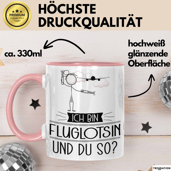 Fluglotsin Tasse Geschenk Ich Bin Fluglotsin Und Du So Geschenkidee Lustiger Spruch Becher Rosa Trendation