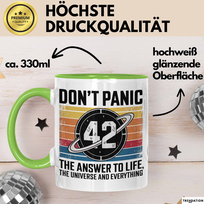 Mathematiker Tasse Geschenkidee 42 Die Antwort auf das Leben Grün Trendation