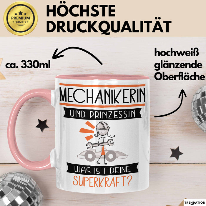Mechanikerin Und Prinzessin Tasse Geschenk Für Eine Mechanikerin Geburtstag Was Ist Deine Superkraft Rosa Trendation