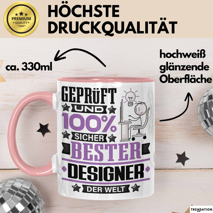 Designer Geschenk Lustiger Spruch für Designer Geschenkidee Bester Designer Der Welt Rosa Trendation