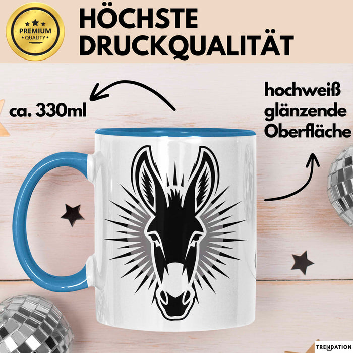 Eselbauer Esel Tier Gesicht Tasse Geschenk Lustige Geschenkidee Spruch Blau Trendation