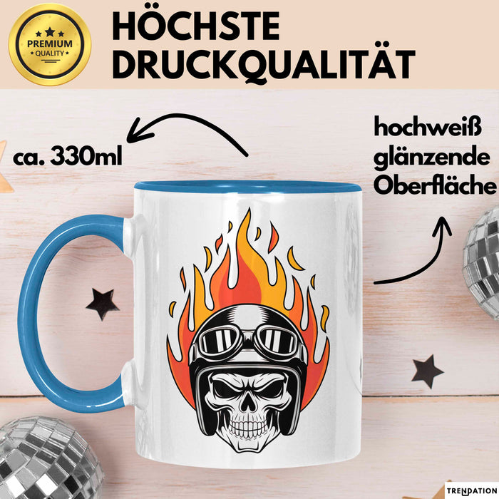 Motorradfahrer Tasse Geschenkidee Biker Lustiger Spruch Geschenkidee Lustig Blau Trendation