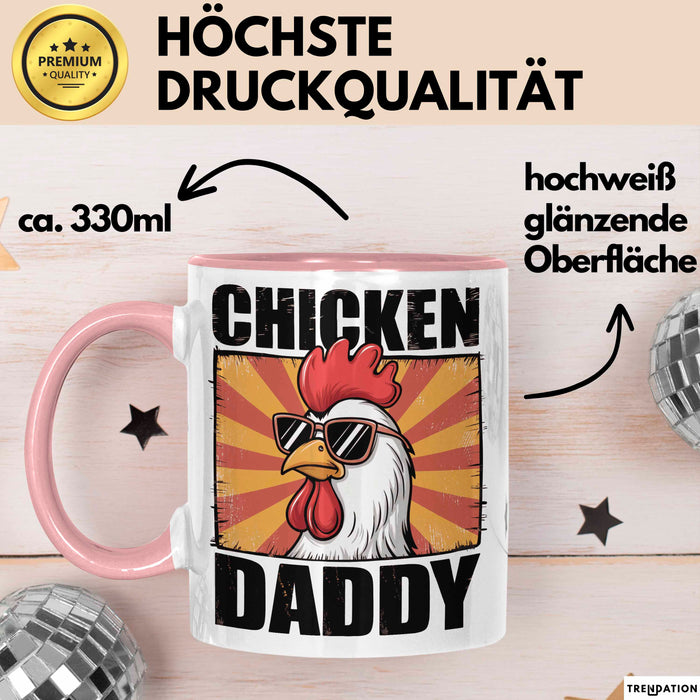 Huhn Tier Bauer Tasse Becher Geschenk Lustige Geschenkidee Spruch Hühnerpapa Rosa Trendation