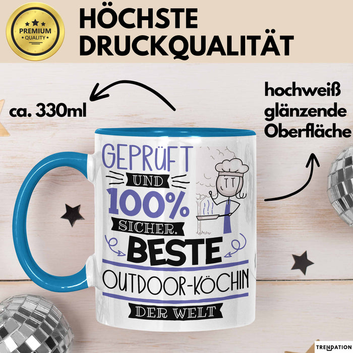 Beste Outdoor-Köchin Der Welt Tasse Geschenk für Eine Outdoor-Köchin Geprüft Und Sicher Geschenkidee Geburtstag Weihnachten Blau Trendation