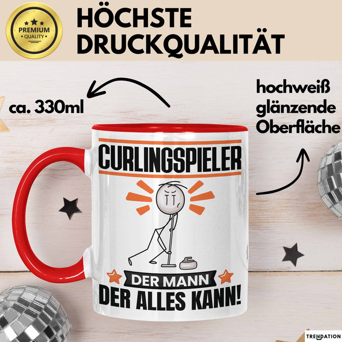 Curlingspieler Tasse Geschenk für Curlingspieler Der Mann Der Alles Kann Geschenkidee zum Geburtstag Rot Trendation