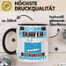 Surfer Tasse Geschenk für Surfer Geburtstag Lustiger Spruch Kaffee-Becher Was Ist Deine Superkraft Schwarz Trendation