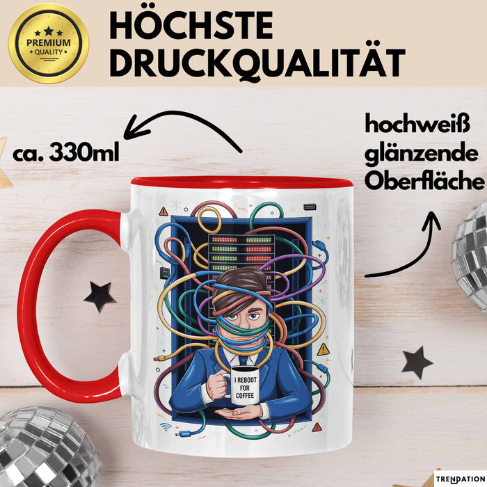 IT Administrator Tasse Geschenk Lustige Geschenkidee Spruch Für Netzwerk Helden Rot Trendation