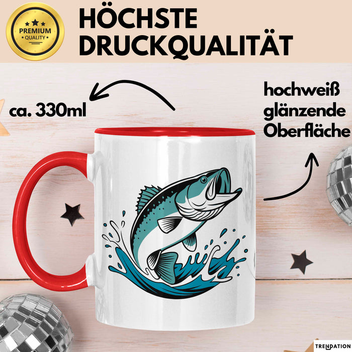 Angler Tasse Geschenkidee Angelbegeisterter Lustiger Spruch Geschenkidee Lustig Rot Trendation