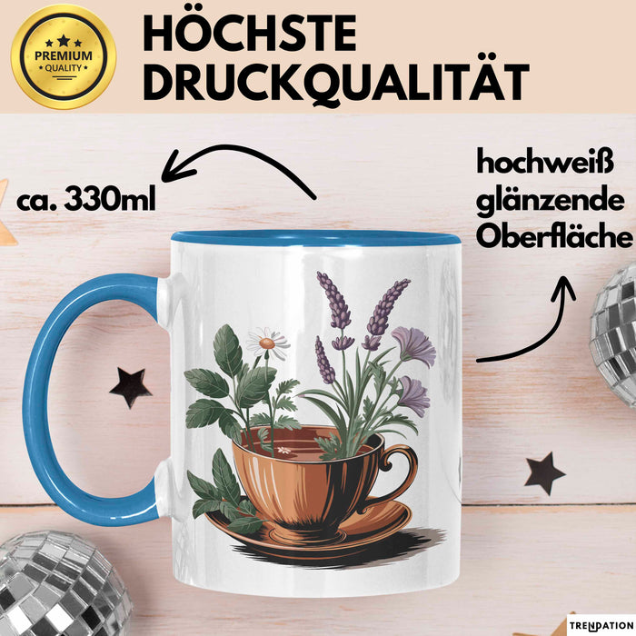 Kräutertee Fan Tasse Geschenkidee für Teezeit Liebhaber Blau Trendation