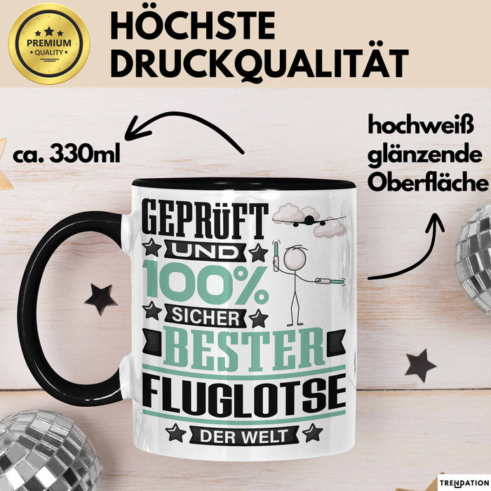 Fluglotse Geschenk Lustiger Spruch für Fluglotse Geschenkidee Bester Fluglotse Der Welt Schwarz Trendation