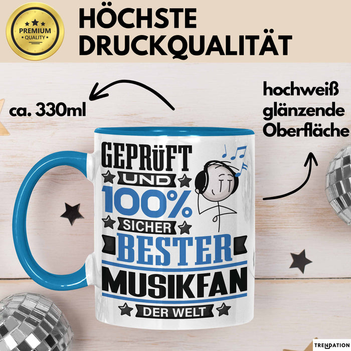 Musikfan Geschenk Lustiger Spruch für Musikfan Geschenkidee Bester Musikfan Der Welt Blau Trendation