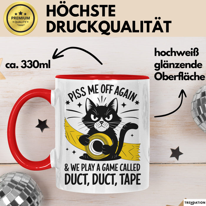 Katzen Tasse Geschenk Duct Duct Tape Geschenkidee Lustig Katze Sarkasmus Rot Trendation