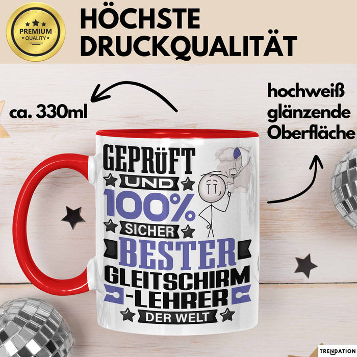 Gleitschirmlehrer Geschenk Lustiger Spruch für Gleitschirmlehrer Geschenkidee Bester Gleitschirmlehrer Der Welt Rot Trendation