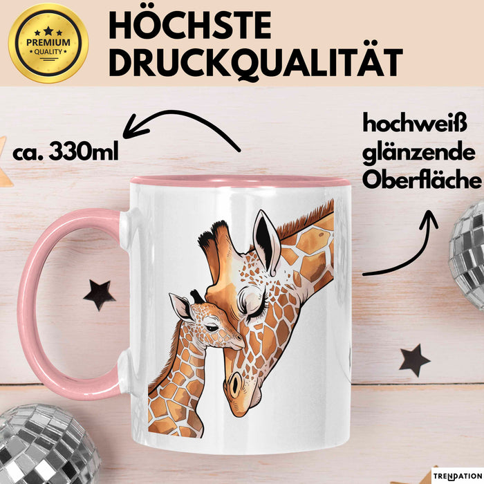 Giraffenmama Tasse Geschenk Lustige Geschenkidee Spruch Rosa Trendation