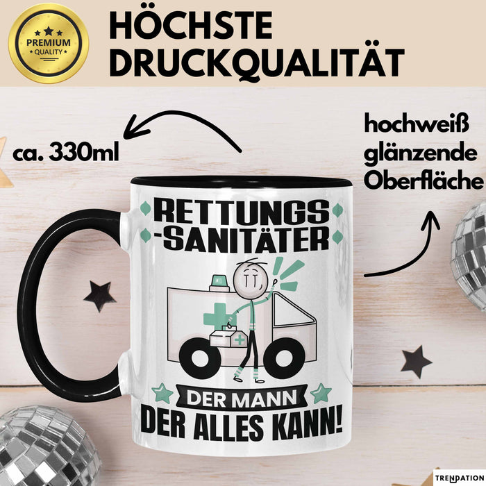 Rettungssanitäter Tasse Geschenk für Rettungssanitäter Der Mann Der Alles Kann Geschenkidee zum Geburtstag Schwarz Trendation