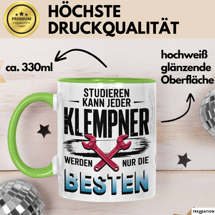 Klempner Tasse Geschenk Besten Werden Klempner Geschenkidee Grün Trendation