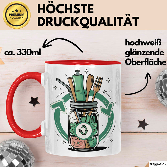 Zero Waste Befürworter Tasse Geschenk Lustige Geschenkidee Spruch Für Müllfrei Fans Rot Trendation