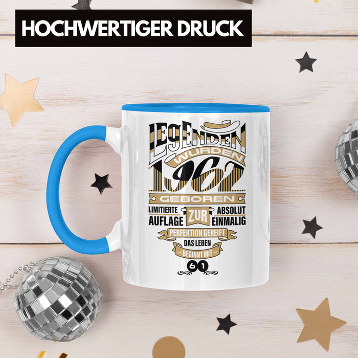 TRENDATION 60. Geburtstag Tasse Frau Mann Geschenk 60er Geschenkidee 60 Mutter Vater Blau Trendation