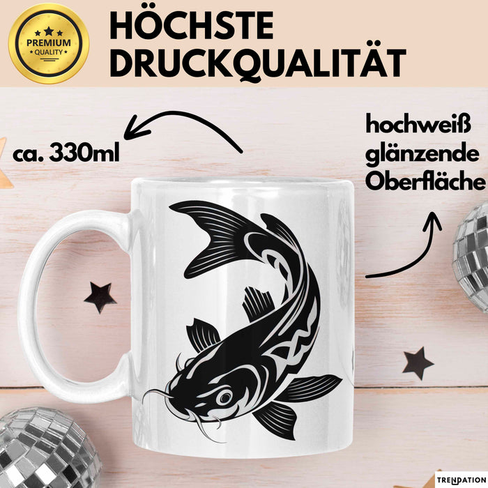Karpfen Angelliebhaber Fischer Tasse Geschenk Lustige Geschenkidee Spruch Weiß Trendation