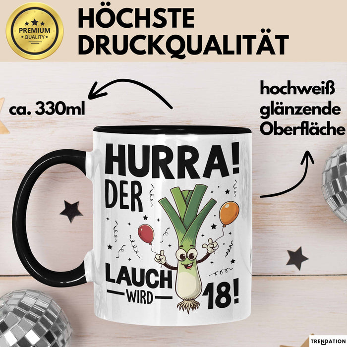 18. Geburtstag Tasse Geschenk Jungs Männer Mann 18Er Hurra Der Lauch Wird 18 Trendation