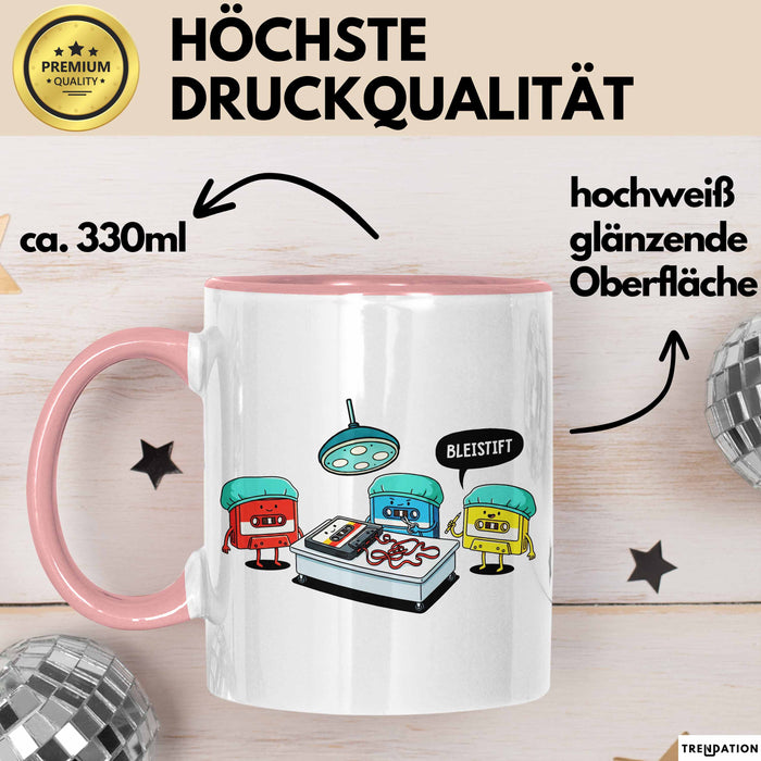 Retro Kassette OP Arzt Tasse Geschenk Lustige Geschenkidee Spruch Bleistift Rosa Trendation