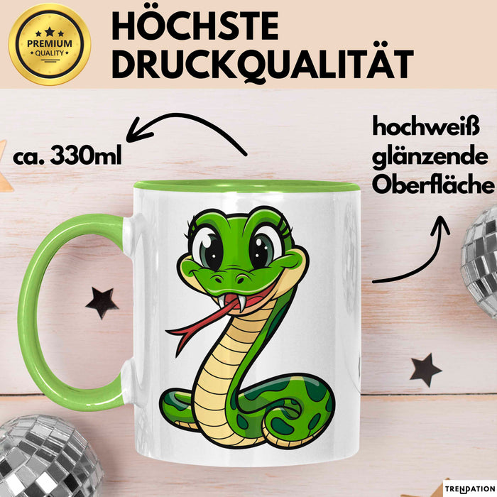 Reptil Schlange Tier Tasse Geschenk Lustige Geschenkidee Spruch Grün Trendation
