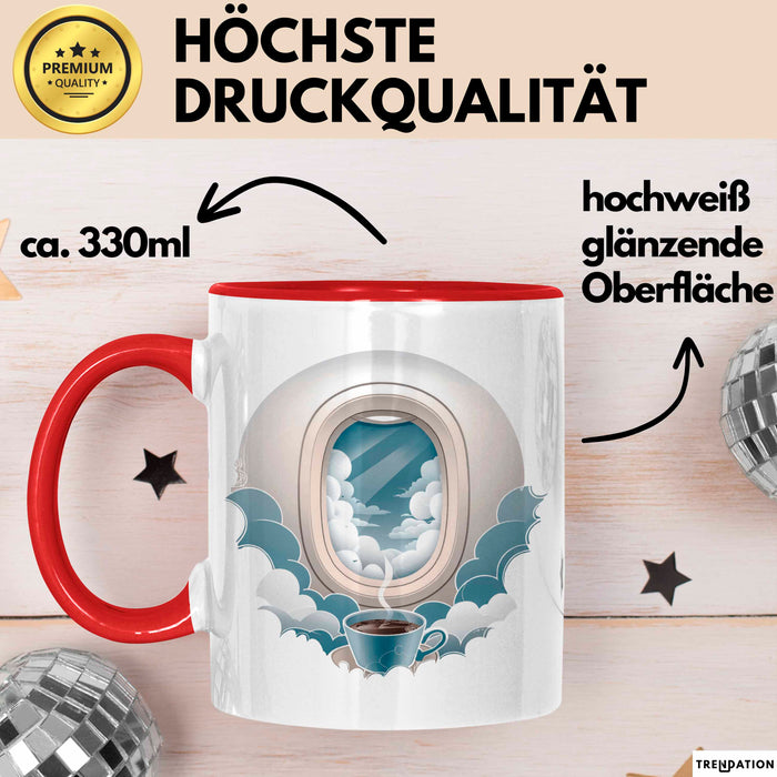 Flugbegleiter Tasse Geschenkidee Kabinencrew Lustiger Spruch Geschenkidee Lustig Rot Trendation