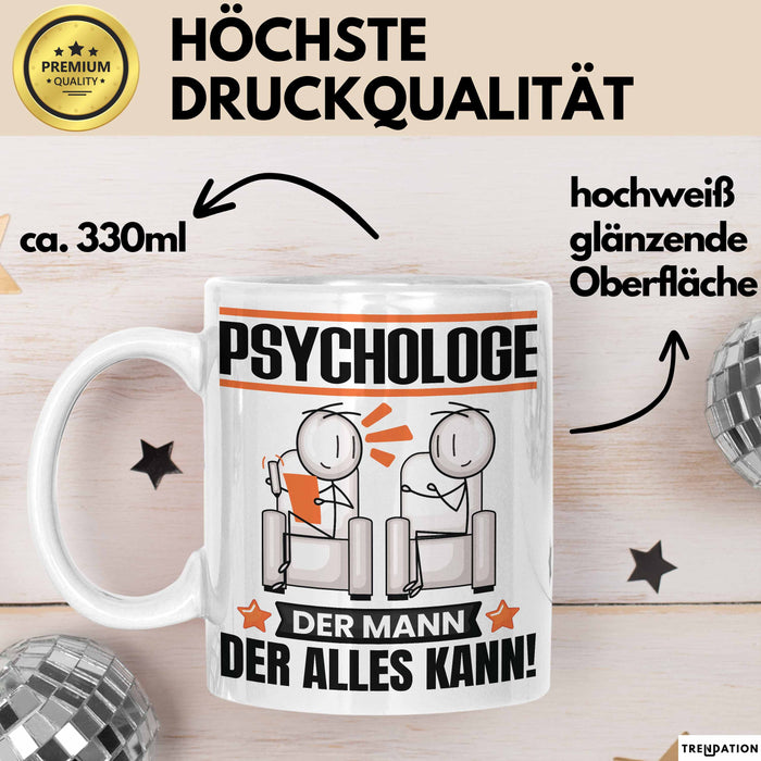 Psychologe Tasse Geschenk für Psychologe Der Mann Der Alles Kann Geschenkidee zum Geburtstag Weiß Trendation