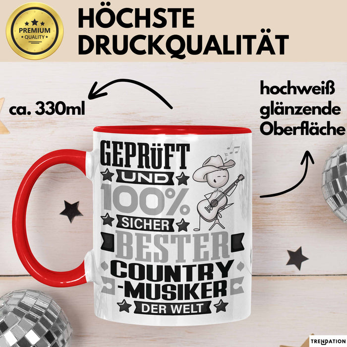 Country-Musiker Geschenk Lustiger Spruch für Country-Musiker Geschenkidee Bester Country-Musiker Der Welt Rot Trendation