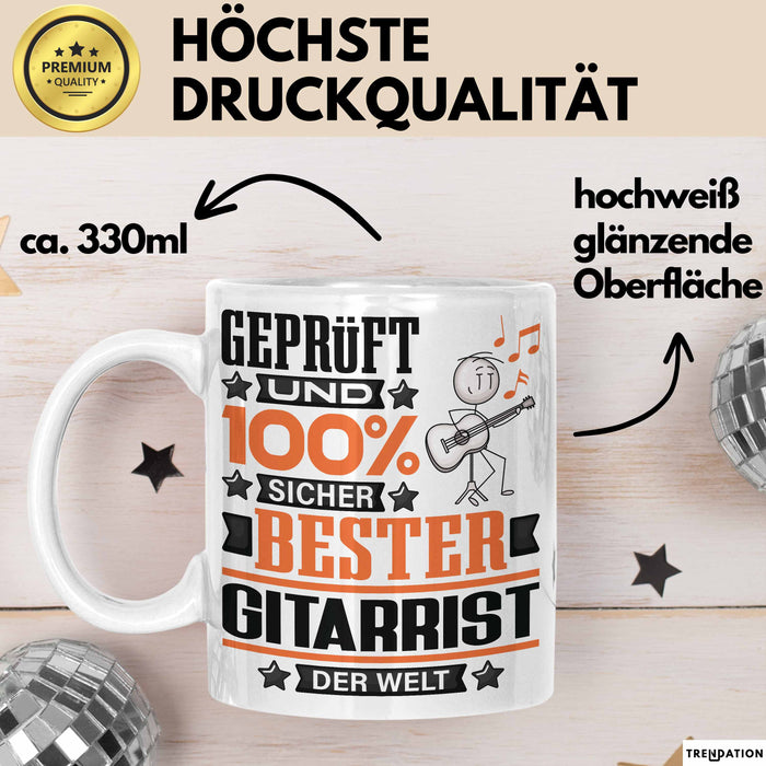 Gitarrist Geschenk Lustiger Spruch für Gitarrist Geschenkidee Bester Gitarrist Der Welt Weiß Trendation