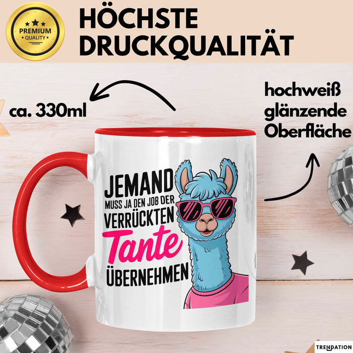 Tante Patentante Nichte Neffe Sarkasmus Tasse Becher Geschenk Lustige Geschenkidee Spruch Den Job Der Verrückten Tante Rot Trendation