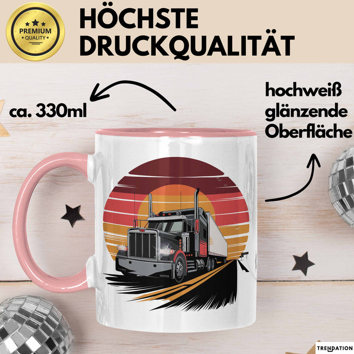 Lkw Fahrer Tasse Geschenkidee für Trucker Lustiger Spruch Rosa Trendation