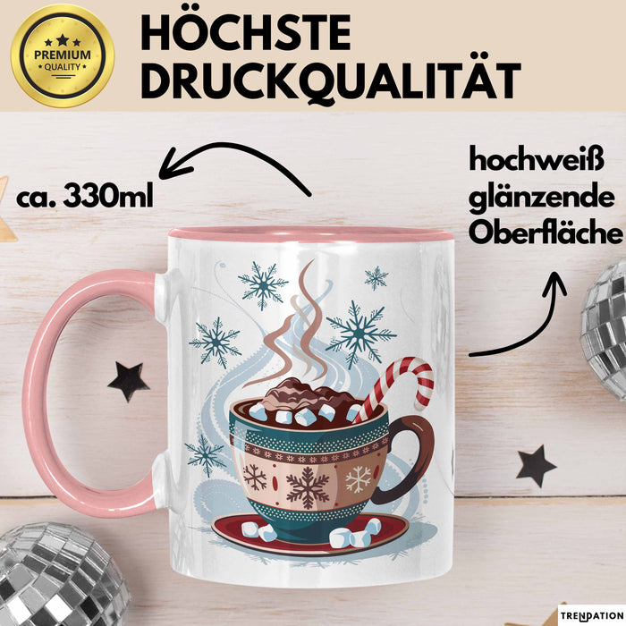 Winterzeit Tasse Geschenkidee für Schneeliebhaber Rosa Trendation