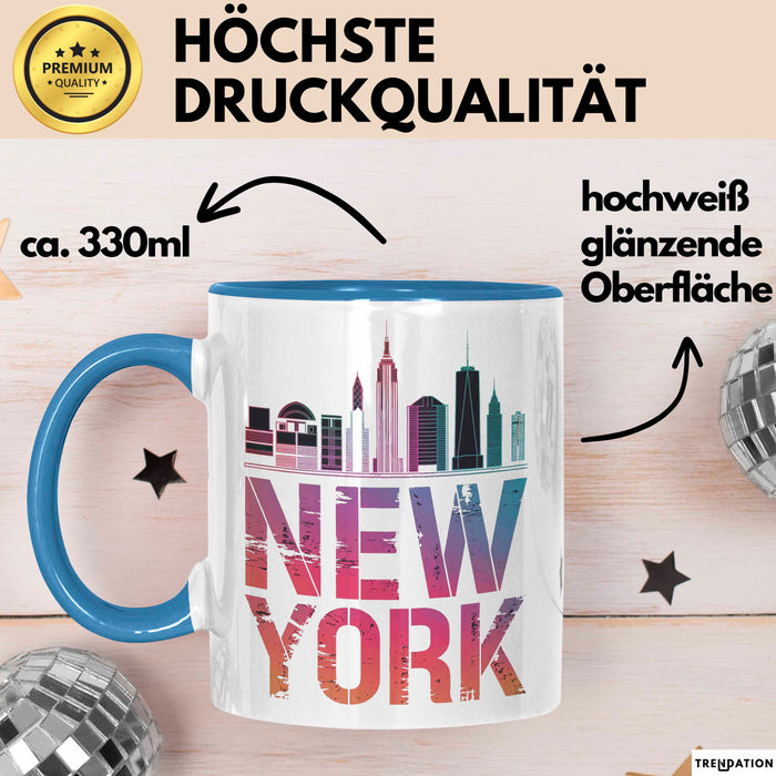 New York City USA Tasse Geschenk Lustige Geschenkidee Spruch Blau Trendation