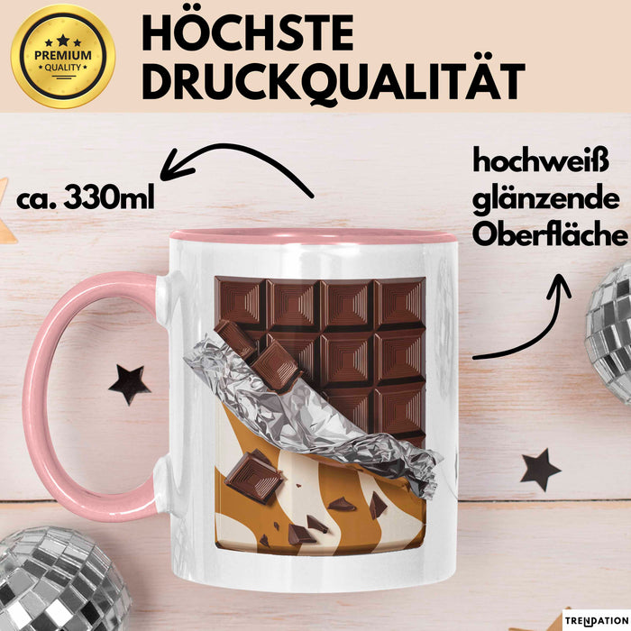 Schokoladenliebhaber Tasse Geschenkidee für Naschkatzen Rosa Trendation
