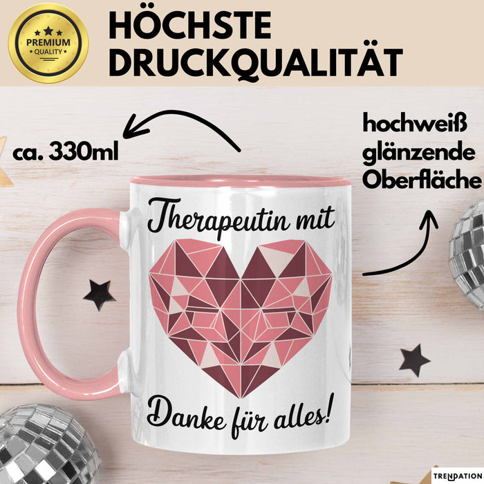 Physiotherapeut Physiotherapie Tasse Geschenk Lustige Geschenkidee Spruch Therapeutin Mit Herz Danke Für Alles Rosa Trendation