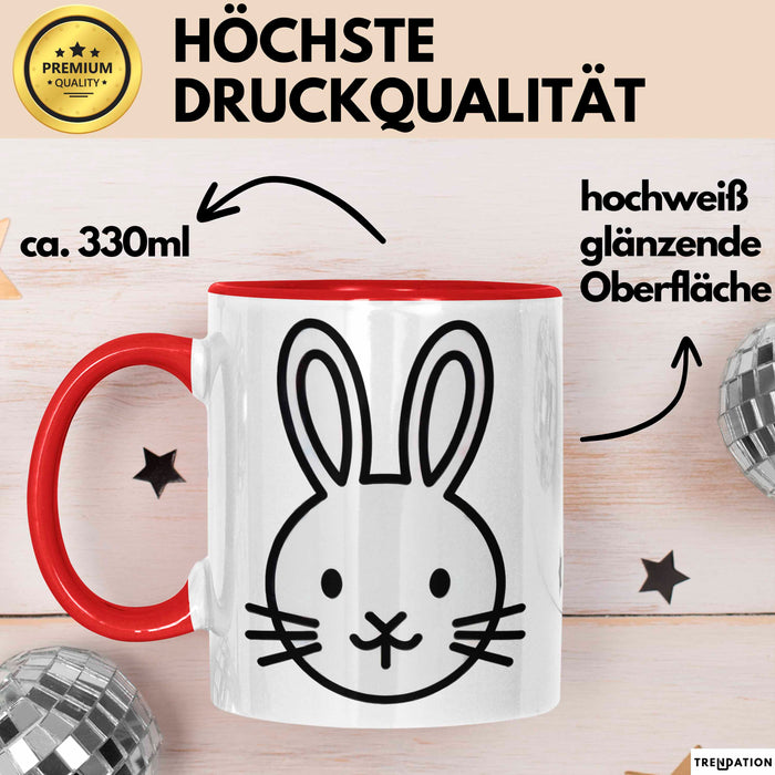 Kaninchen Hase Tierliebhaber Tasse Geschenk Lustige Geschenkidee Spruch Rot Trendation