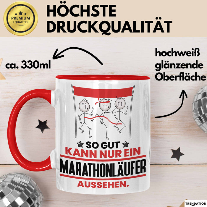 Marathonläufer Geschenk Tasse So Gut Kann Nur Ein Marathonläufer Aussehen Geschenkidee Kaffee-Becher Rot Trendation